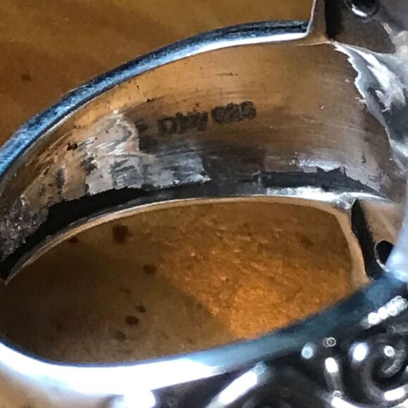 Sleeping Beauty Turquoise White Buffalo Sterling Silver Buckle Ring Size 6.25 - Picture 4 of 9